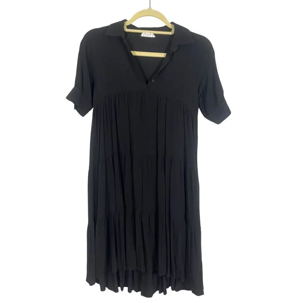 Neutral Mini Dress M Black Minimalist Retro Western Capsule Skater Grunge Office